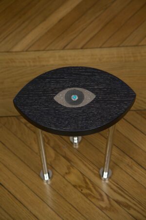 Table "Eye Protect You" PM Nickel brillant, gun metal et chrome.