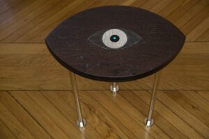 Table "Eye Protect You" GM Gun metal, nickel et mat black.
