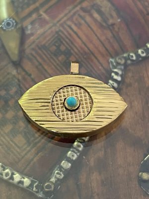 pendentif oeil doré avec turquoise