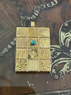 pendentif tribu laiton et turquoise
