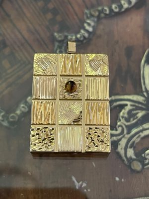 Pendentif tribu laiton oeil de tigre